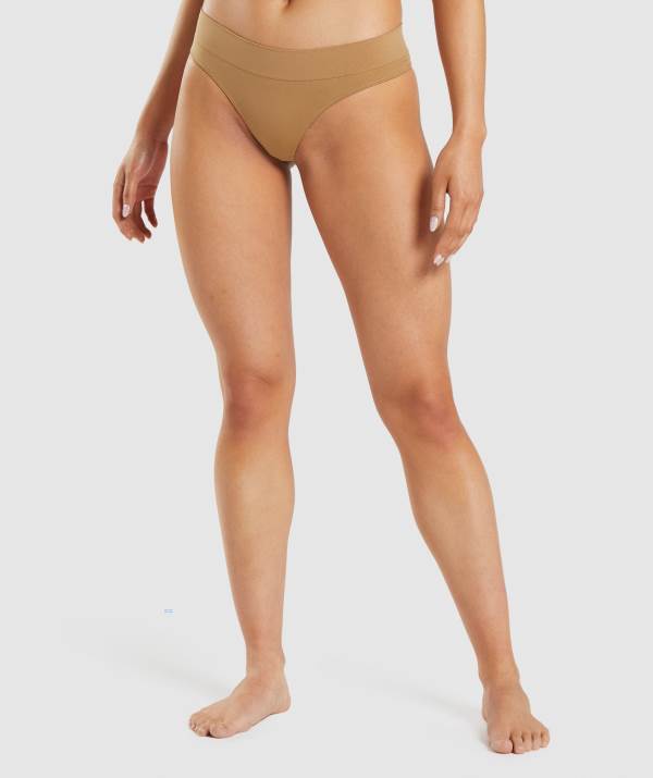 Damske Spodne Pradlo Gymshark Seamless Thong Zlate Svetlo Hnede | RP8934570